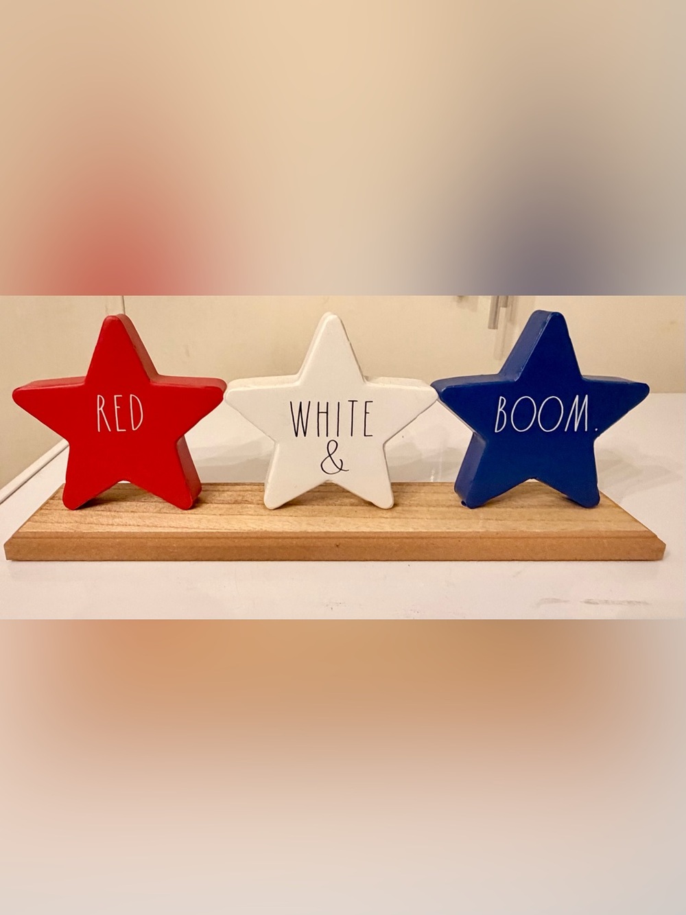 Rae Dunn Red White Blue Star Trio Tabletop Accent